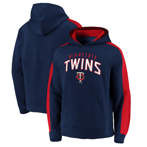 Men's Minnesota Twins Navy Game Time Arch Pullover Hoodie